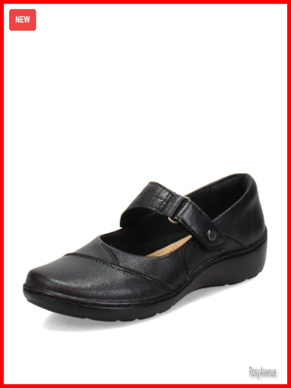 Clarks Cora Gema Faux Leather Mary Jane Flats Cushioned Zipper